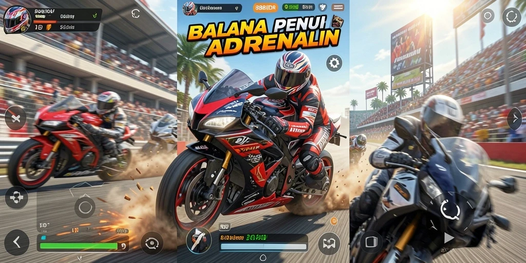 Gameplay balapan motor yang mendebarkan di 888IDR.
