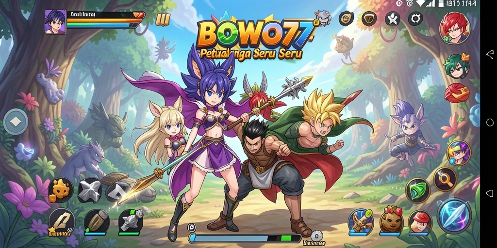 Screenshot gameplay BOWO77 menampilkan aksi seru dalam dunia anime.