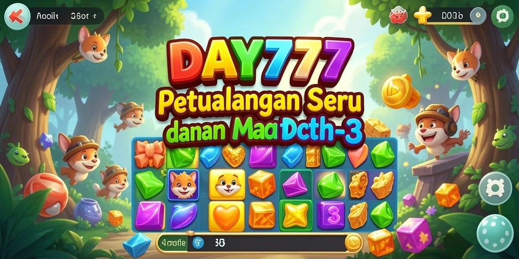 Tampilan gameplay seru DAY777 dengan berbagai permata berwarna-warni.