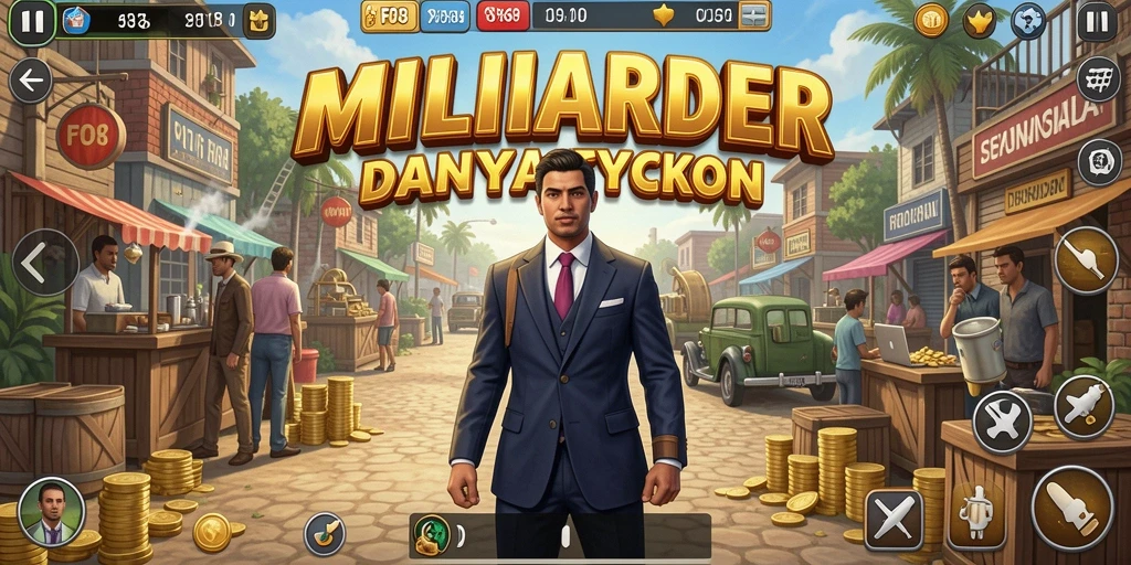 Screenshot gameplay FO8 menunjukkan aksi seru dalam membangun bisnis.