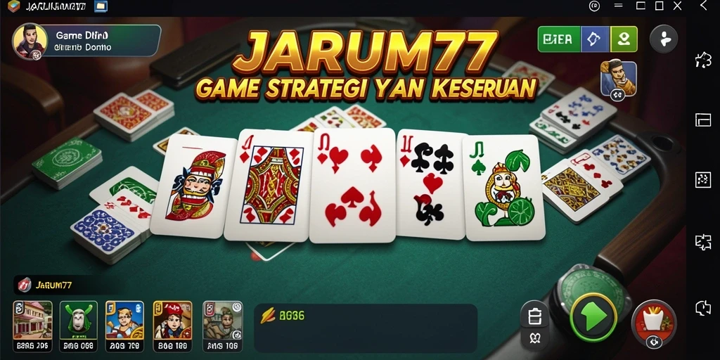 Screenshot menampilkan gameplay seru dari JARUM77 dalam permainan Domino.