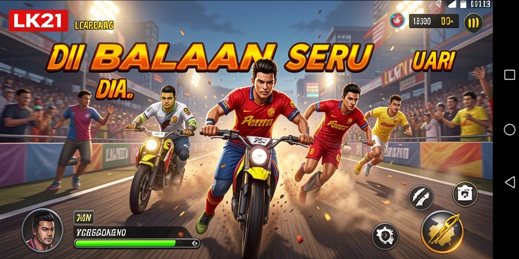 Screenshot gameplay LK21 menampilkan aksi balap penuh kecepatan.