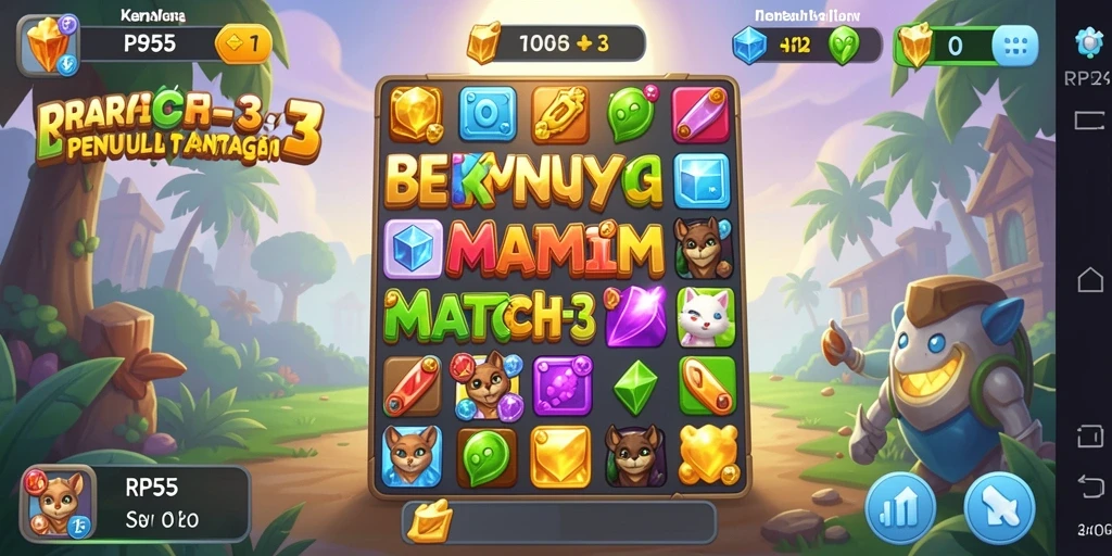 Screenshot gameplay RP55 menunjukkan tingkat keseruan dalam mencocokkan item.