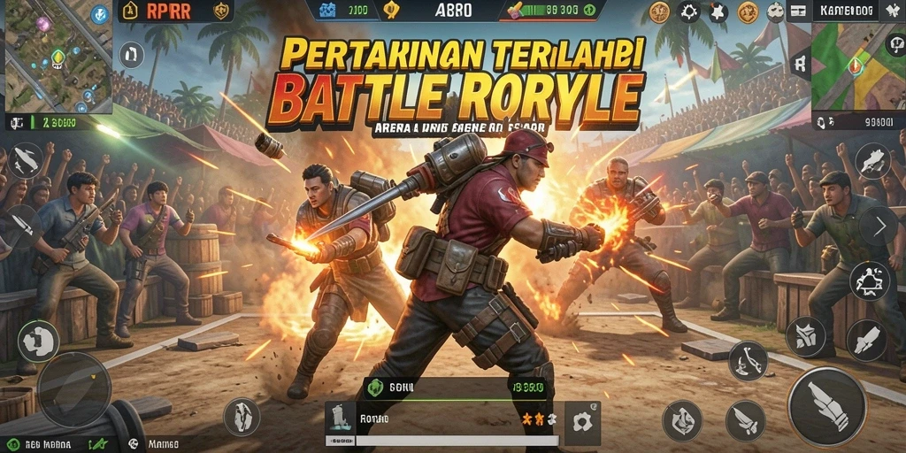 Tangkapan layar gameplay RPRR menampilkan aksi intens Battle Royale.