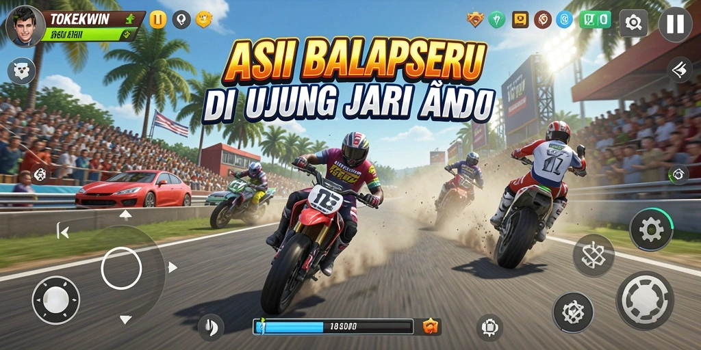 Gameplay balap seru dengan grafis memukau di TOKEKWIN.