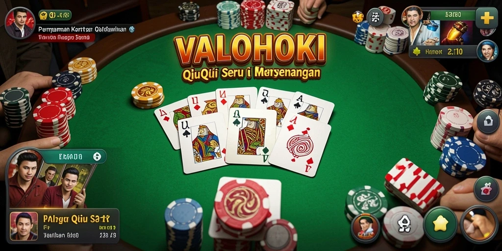 Tampilan gameplay VALOHOKI dengan aksi kartu QiuQiu.