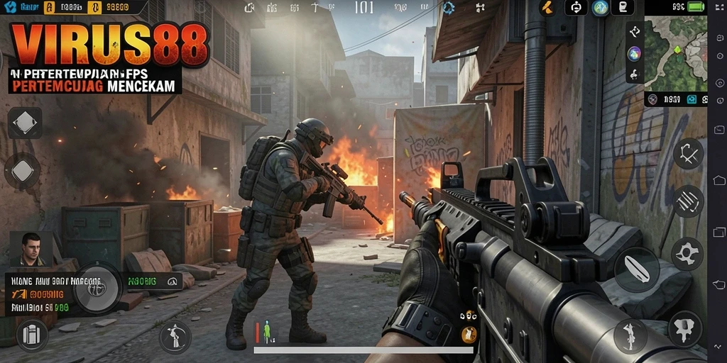 Screenshot saat aksi tembak-menembak di VIRUS88.